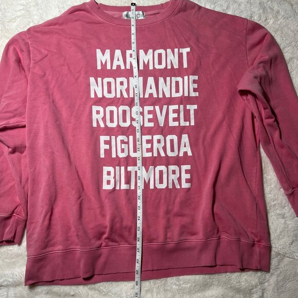 Wildfox Pink Crewneck Sweatshirt with Graphic Text Print‎ – Women’s Large NWT - Picture 6 of 7